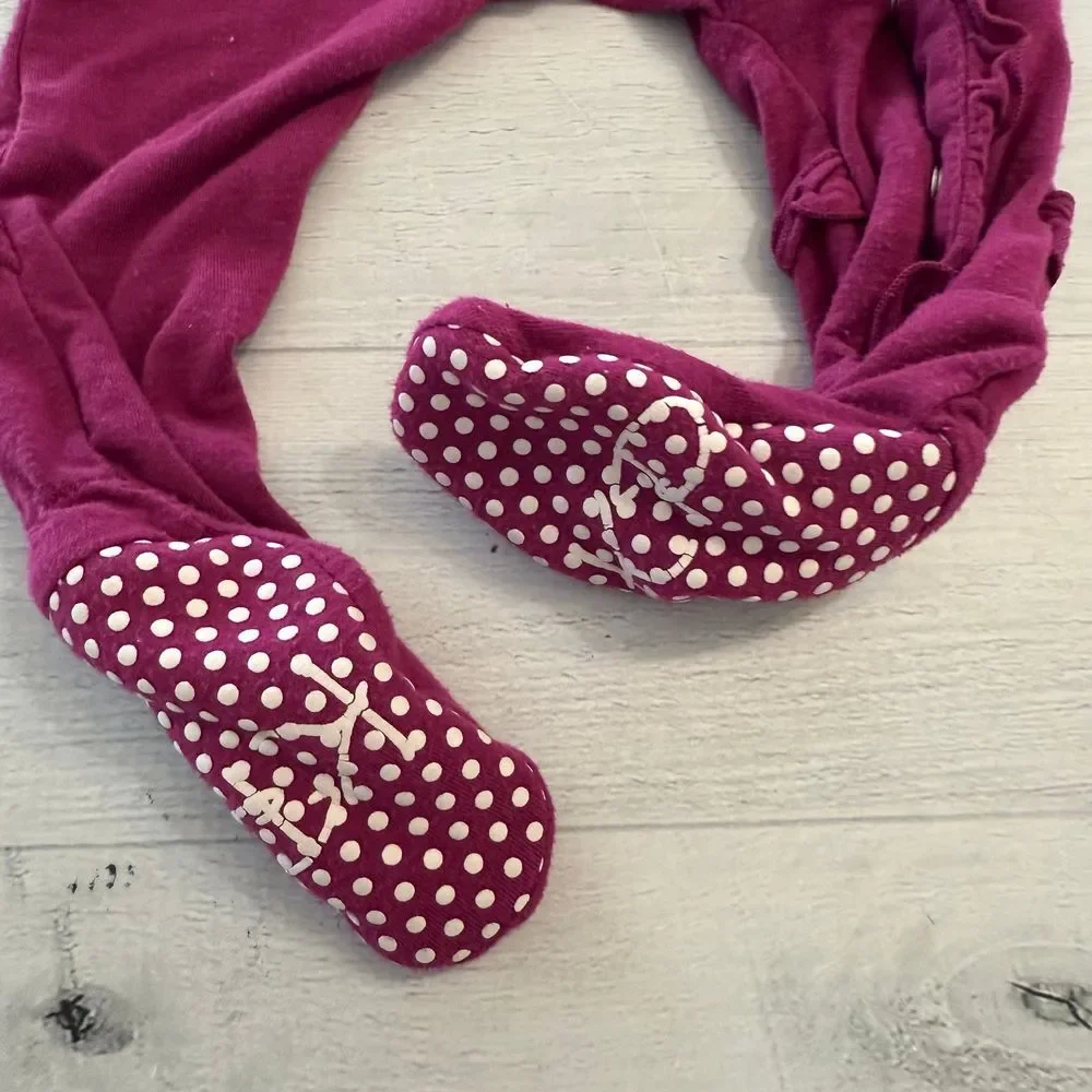 Kickee pants baby girls‎ pink ruffle snap button footed sleeper 3/6 months